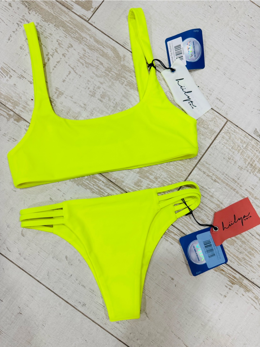 Neon Yellow Strappy Bikini Set - Women's Swim